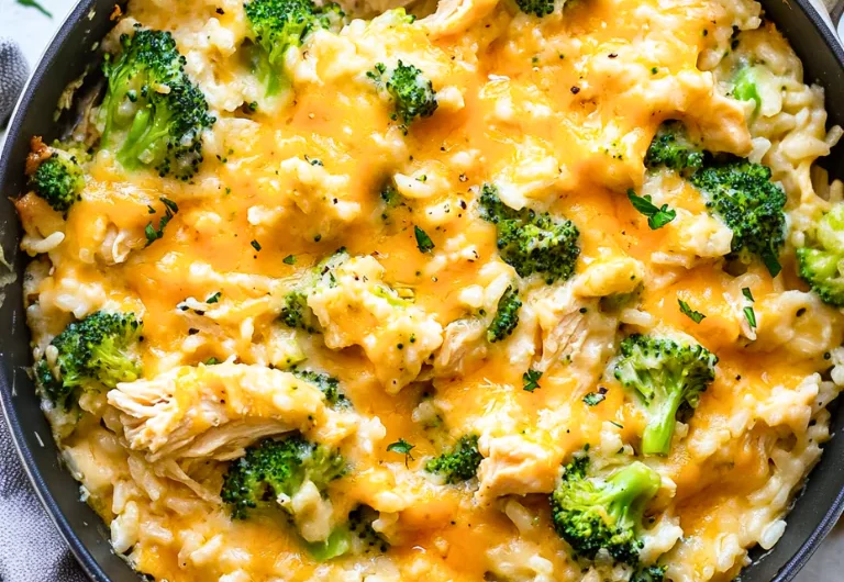 Cheesy Chicken Broccoli Rice Skillet