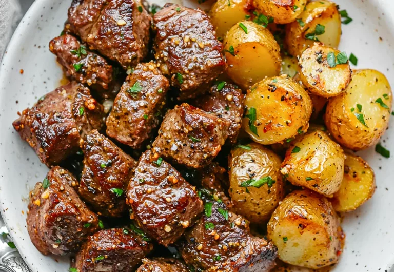 Garlic Steak Bites and Potatoes