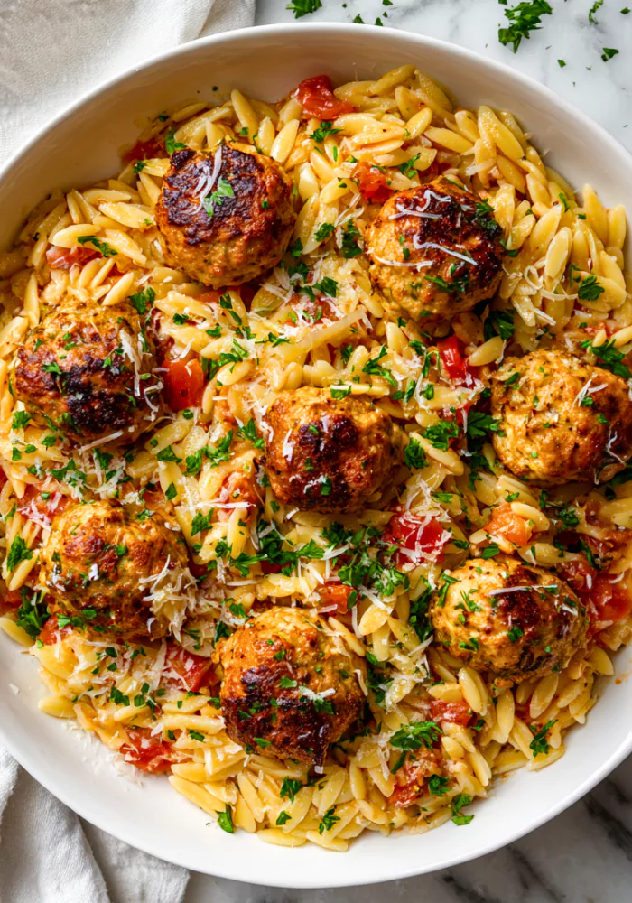 Chicken Meatballs and Orzo